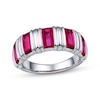 Thumbnail Image 1 of Baguette-Cut Lab-Created Ruby Ring Sterling Silver
