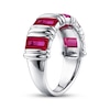 Thumbnail Image 2 of Baguette-Cut Lab-Created Ruby Ring Sterling Silver