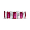 Thumbnail Image 4 of Baguette-Cut Lab-Created Ruby Ring Sterling Silver