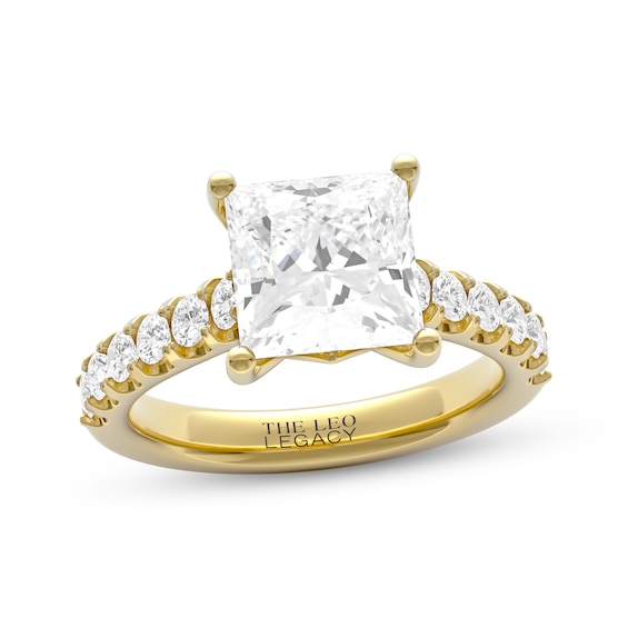 THE LEO Legacy Lab-Grown Diamond Certified Princess-Cut Engagement Ring 3-1/2 ct tw 14K Yellow Gold