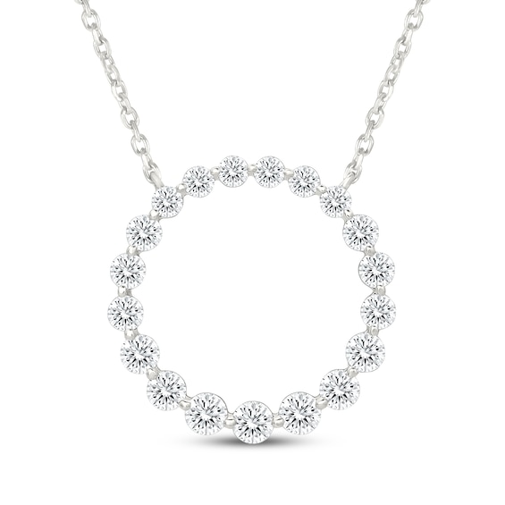 KAY Lab-Grown Diamonds Graduated Circle Necklace 1 ct tw Sterling Silver 18"