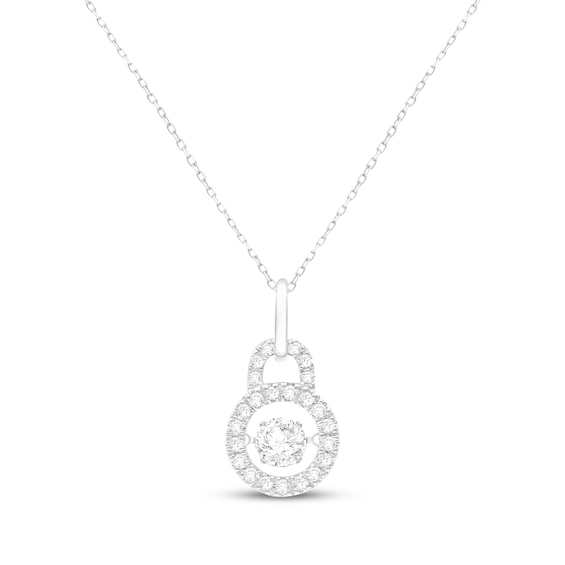Unstoppable Love Lab-Grown Diamond Lock Halo Necklace 1/3 ct tw 14K White Gold 18"