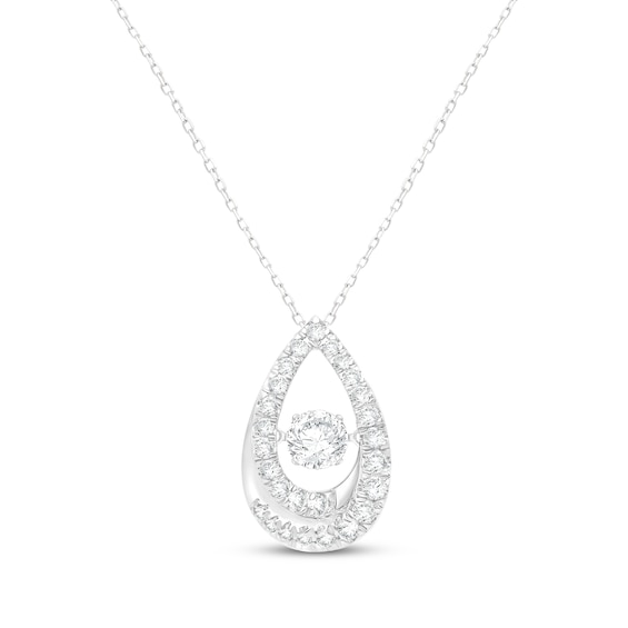 Unstoppable Love Lab-Grown Diamond Teardrop Swirl Halo Necklace 1/2 ct tw 14K White Gold 18"