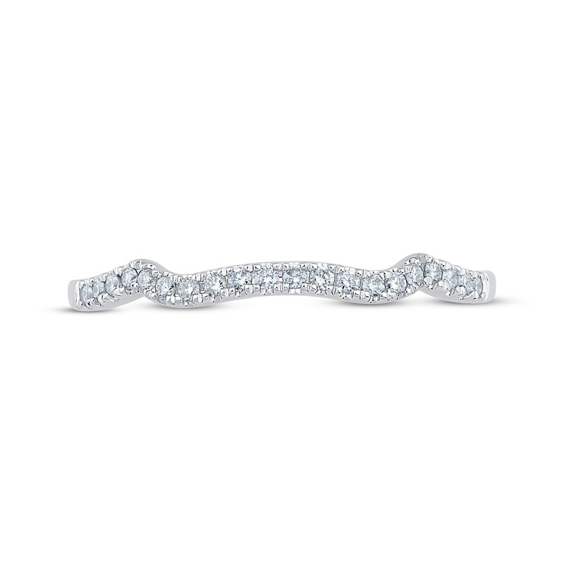 Main Image 3 of Diamond Contour Wedding Band 1/8 ct tw 14K White Gold