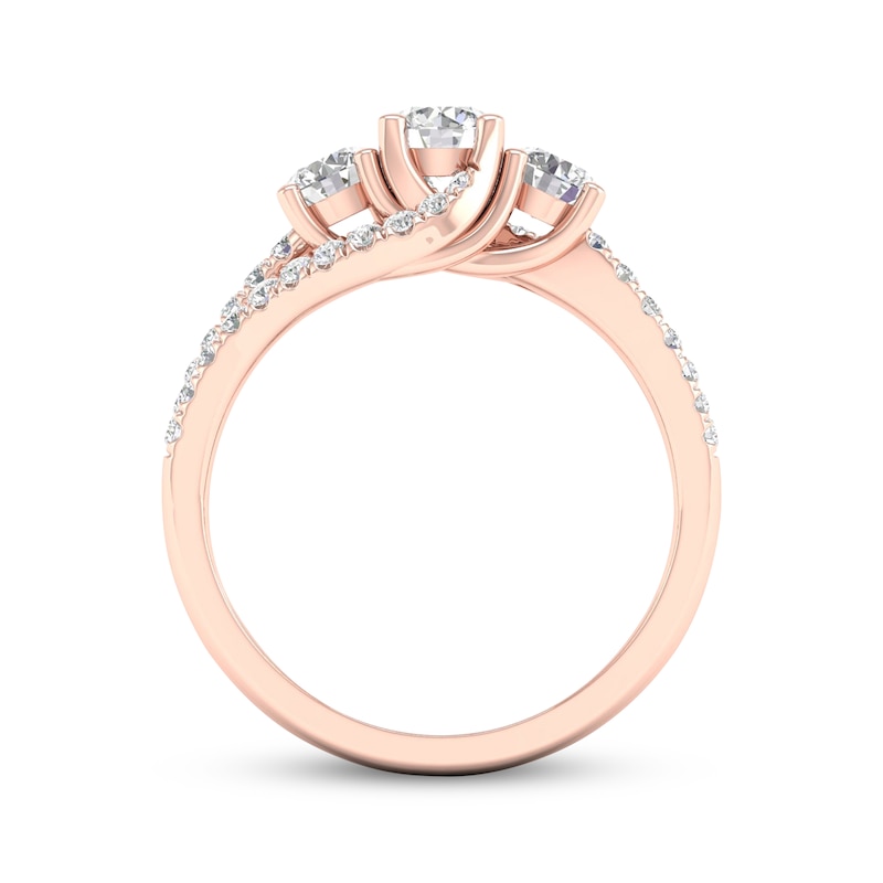 Diamond Three-Stone Swirl Engagement Ring 1 ct tw 14K Rose Gold