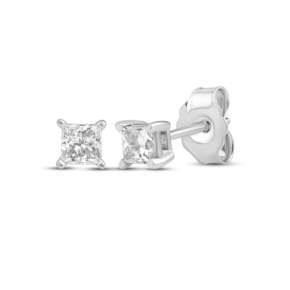 Lab-Created Diamonds by KAY Princess-Cut Solitaire Stud Earrings 1/3 ct tw 10K White Gold (I/SI2)