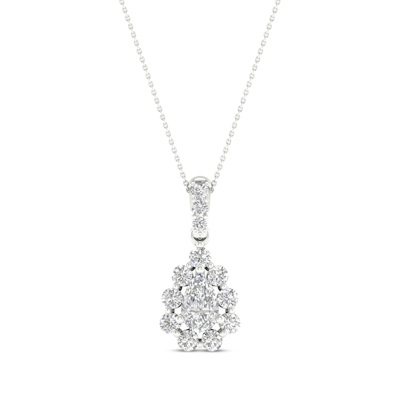 KAY Lab-Grown Diamonds Pear-Shaped Necklace 1 ct tw 14K White Gold 18"