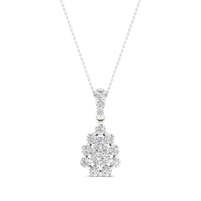 Main Image 1 of KAY Lab-Grown Diamonds Pear-Shaped Necklace 1 ct tw 14K White Gold 18"