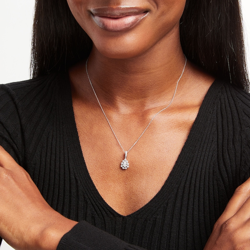 Main Image 2 of KAY Lab-Grown Diamonds Pear-Shaped Necklace 1 ct tw 14K White Gold 18"