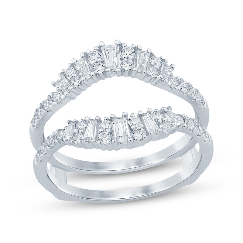 Main Image 1 of Adore Tapered Baguette & Round-Cut Diamond Enhancer Ring 3/4 ct tw 14K White Gold