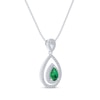 Thumbnail Image 1 of Pear-Shaped Lab-Created Emerald & White Lab-Created Sapphire Teardrop Necklace Sterling Silver 18"
