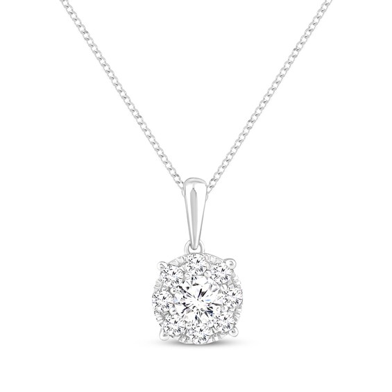 Multi-Diamond Necklace 1/2 ct tw 14K White Gold 19"