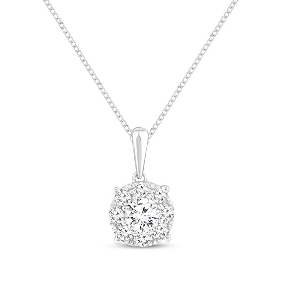 Multi-Diamond Necklace 1/2 ct tw 14K White Gold 19"