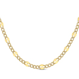 Italian Brilliance Semi-Solid Diamond-Cut Figaro Chain Necklace 14K Yellow Gold 20&quot;