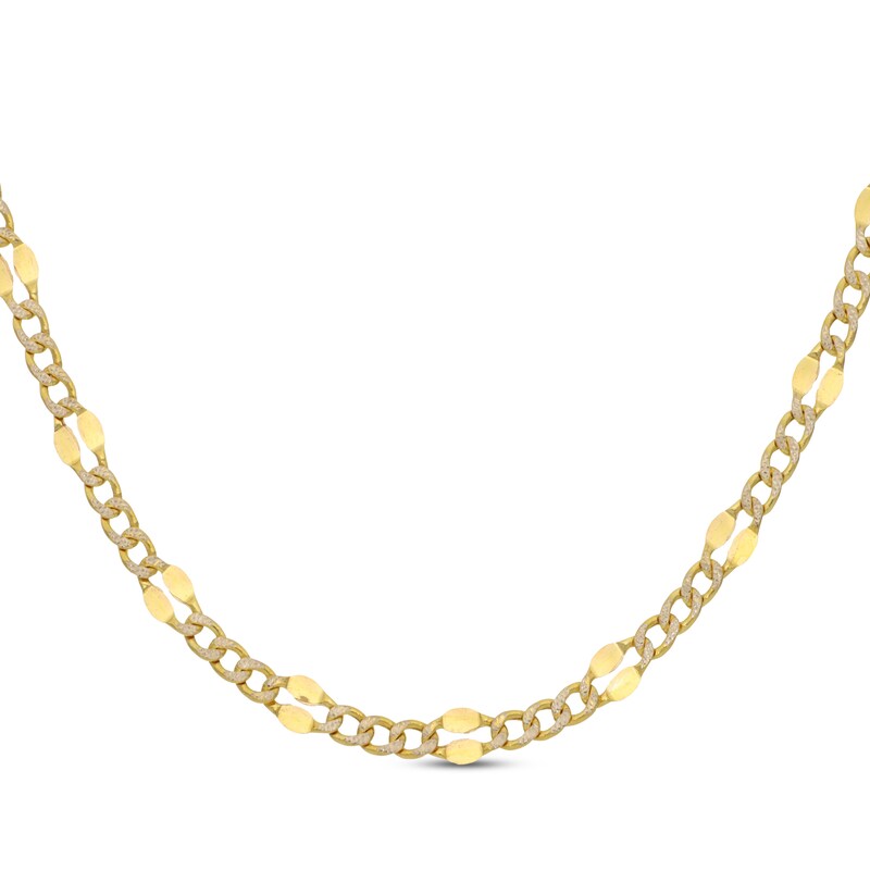 Italian Brilliance Semi-Solid Diamond-Cut Figaro Chain Necklace 14K Yellow Gold 20"