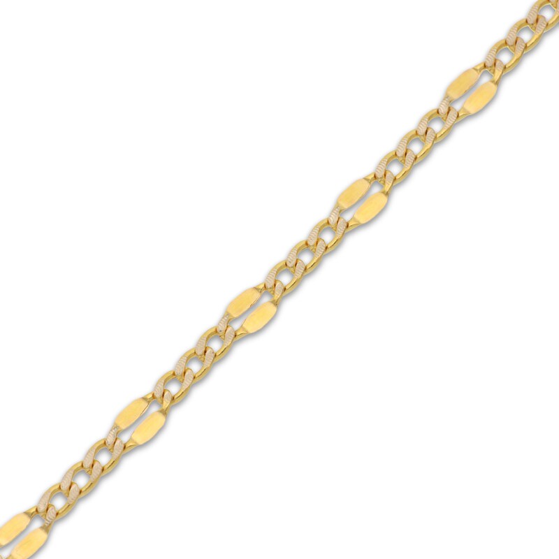 Italian Brilliance Semi-Solid Diamond-Cut Figaro Chain Necklace 14K Yellow Gold 20"