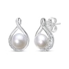 Thumbnail Image 1 of Cultured Pearl & White Lab-Created Sapphire Twist Earrings Sterling Silver