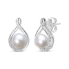 Thumbnail Image 0 of Cultured Pearl & White Lab-Created Sapphire Twist Earrings Sterling Silver