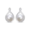 Thumbnail Image 1 of Cultured Pearl & White Lab-Created Sapphire Twist Earrings Sterling Silver