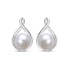 Thumbnail Image 2 of Cultured Pearl & White Lab-Created Sapphire Twist Earrings Sterling Silver