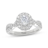 Thumbnail Image 1 of THE LEO Prisma Diamond Oval-Cut Double Halo Engagement Ring 1 ct tw 14K White Gold