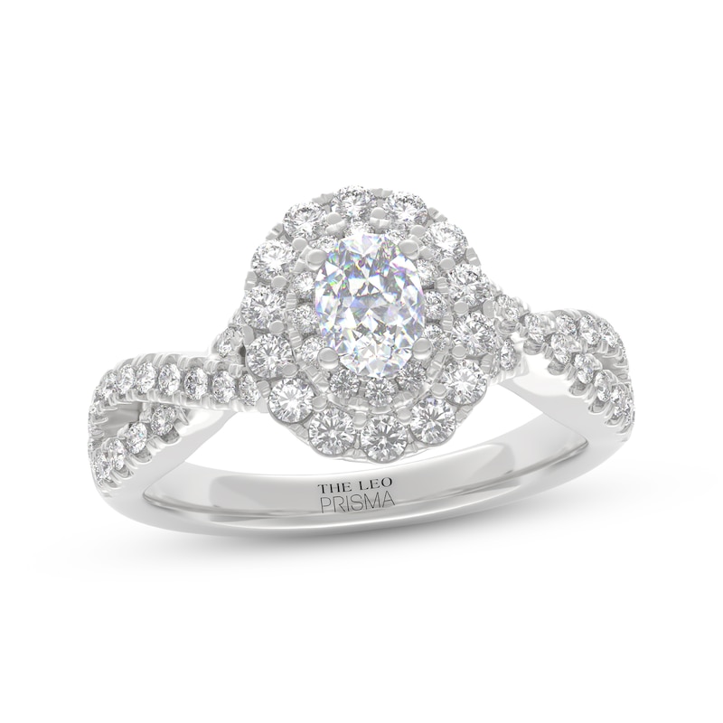 Main Image 1 of THE LEO Prisma Diamond Oval-Cut Double Halo Engagement Ring 1 ct tw 14K White Gold