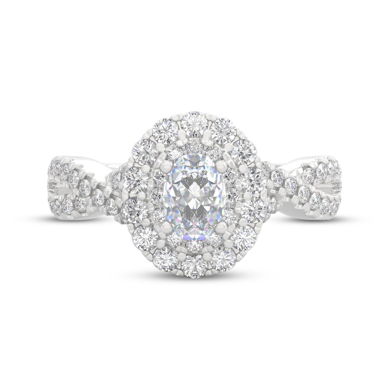 Main Image 3 of THE LEO Prisma Diamond Oval-Cut Double Halo Engagement Ring 1 ct tw 14K White Gold