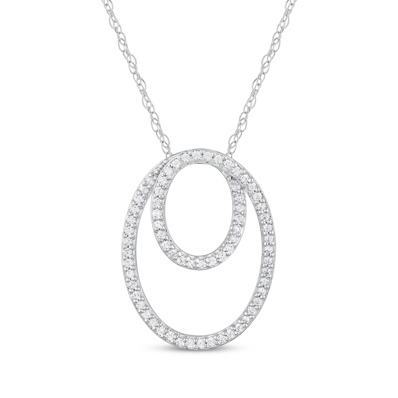 Main Image 1 of Diamond Oval Loop Necklace 1/4 ct tw 14K White Gold