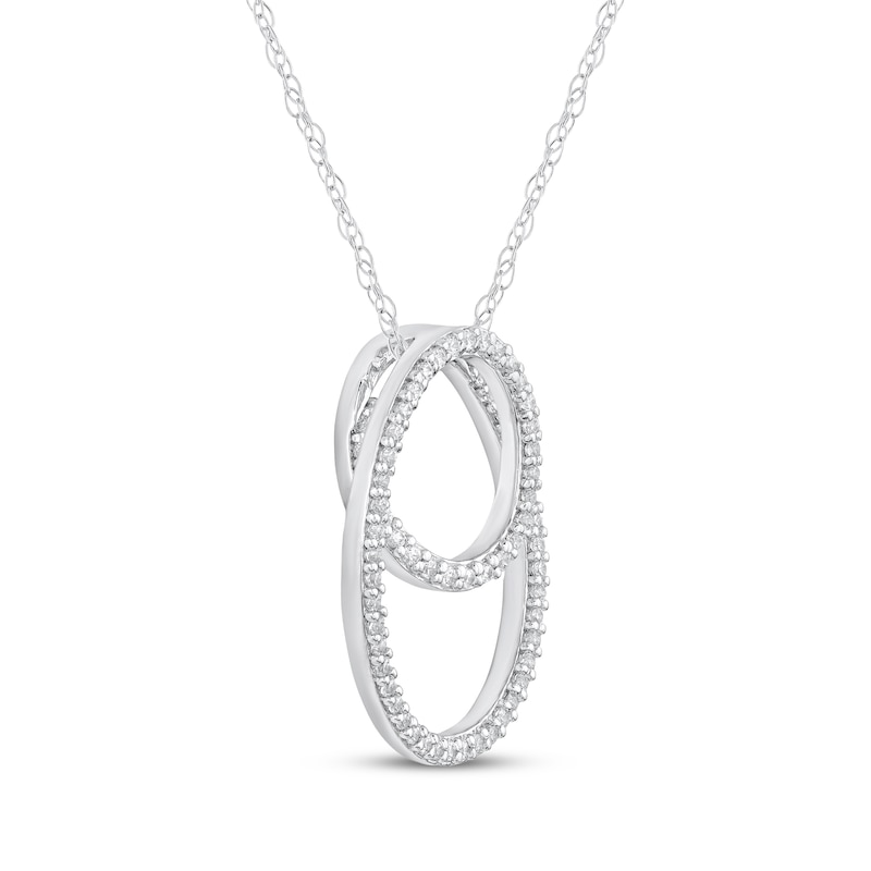 Main Image 2 of Diamond Oval Loop Necklace 1/4 ct tw 14K White Gold
