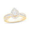 Thumbnail Image 1 of Adore Pear-Shaped Diamond Halo Engagement Ring 3/4 ct tw 14K Yellow Gold