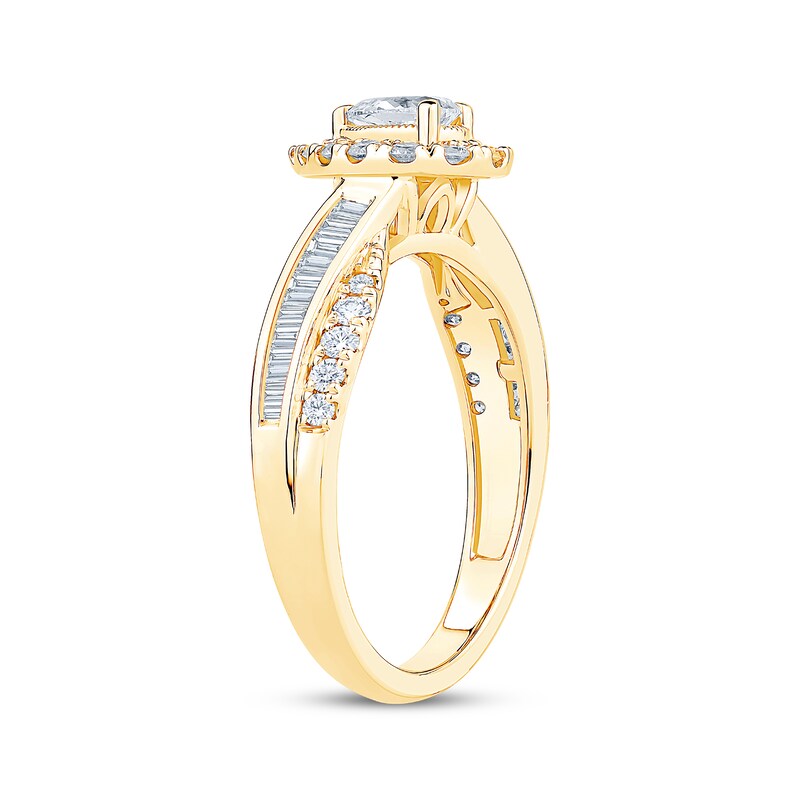Main Image 2 of Adore Pear-Shaped Diamond Halo Engagement Ring 3/4 ct tw 14K Yellow Gold