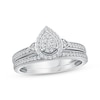 Thumbnail Image 1 of Adore Multi-Diamond Pear-Shape Milgrain Bridal Set 1/3 ct tw 10K White Gold