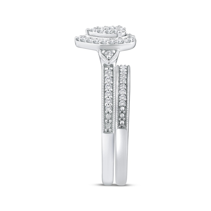 Main Image 2 of Adore Multi-Diamond Pear-Shape Milgrain Bridal Set 1/3 ct tw 10K White Gold