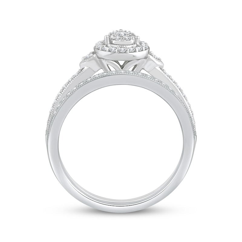 Main Image 3 of Adore Multi-Diamond Pear-Shape Milgrain Bridal Set 1/3 ct tw 10K White Gold