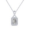 Thumbnail Image 1 of Octagon-Cut White Lab-Created Sapphire Halo Necklace Sterling Silver 18"