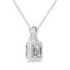 Thumbnail Image 2 of Octagon-Cut White Lab-Created Sapphire Halo Necklace Sterling Silver 18"