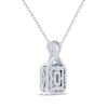 Thumbnail Image 3 of Octagon-Cut White Lab-Created Sapphire Halo Necklace Sterling Silver 18"