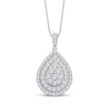 Thumbnail Image 1 of Multi-Diamond Pear-Shaped Halo Necklace 3/4 ct tw 10K White Gold 18"