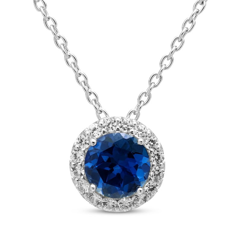 Main Image 1 of Blue & White Lab-Created Sapphire Necklace Sterling Silver 18"