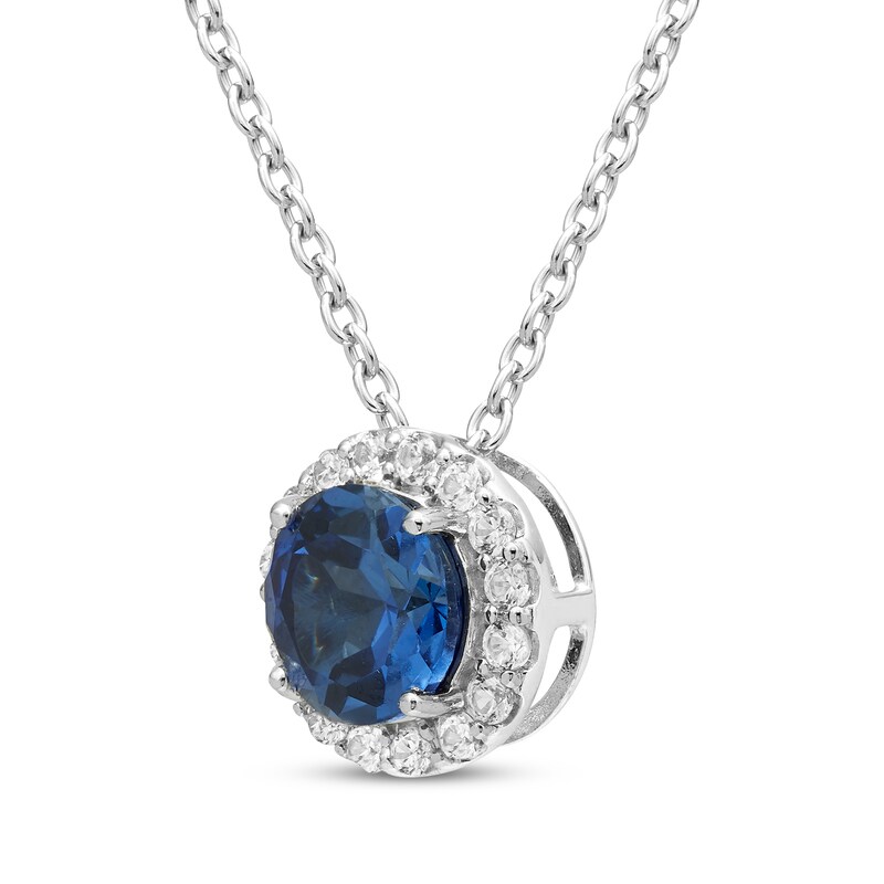 Main Image 2 of Blue & White Lab-Created Sapphire Necklace Sterling Silver 18"