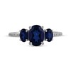 Thumbnail Image 3 of Memories Moments Magic Oval-Cut Blue Lab-Created Sapphire & Diamond Three-Stone Ring 1/20 ct tw Sterling Silver