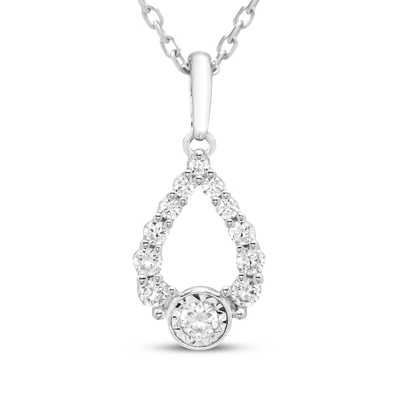Main Image 1 of Milestones Diamond Teardrop Necklace 1/5 ct tw Sterling Silver 18"