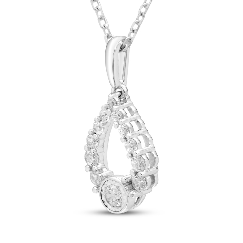 Main Image 2 of Milestones Diamond Teardrop Necklace 1/5 ct tw Sterling Silver 18"