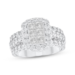 Adore Princess-Cut Multi-Diamond Halo Engagement Ring 2 ct tw 14K White Gold