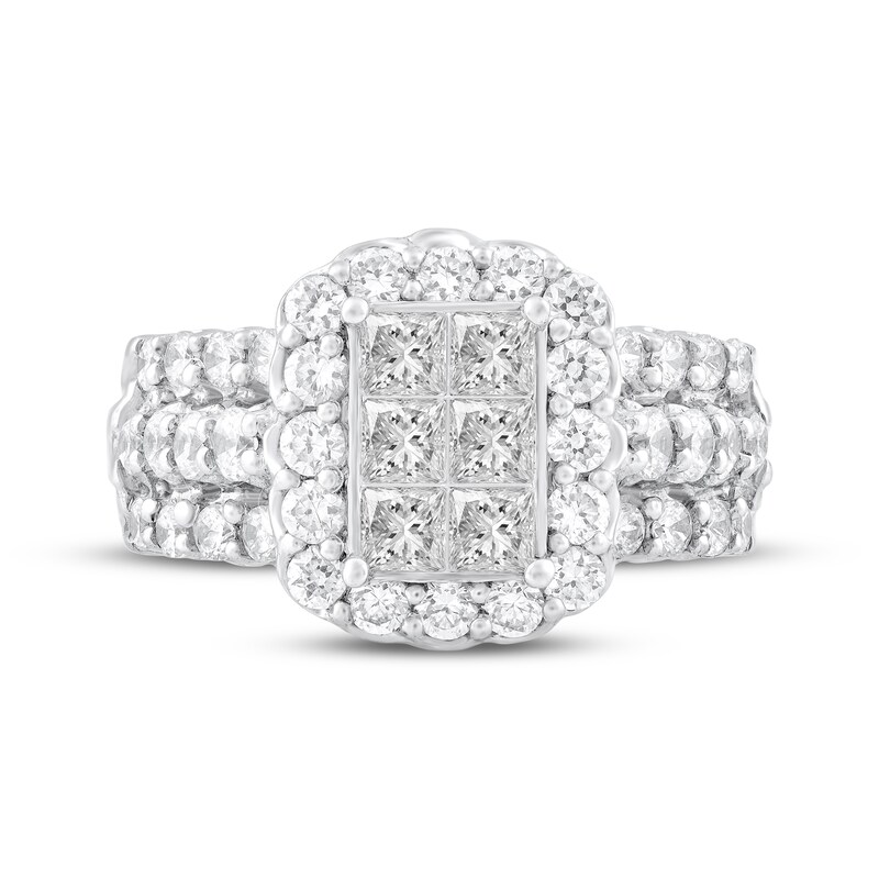 Main Image 3 of Adore Princess-Cut Multi-Diamond Halo Engagement Ring 2 ct tw 14K White Gold