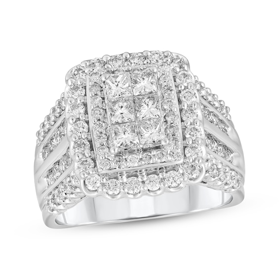 Adore Princess-Cut Multi-Diamond Engagement Ring 2 ct tw 14K White Gold