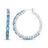 Thumbnail Image 3 of Oval-Cut Swiss Blue Topaz Hoop Earrings Sterling Silver