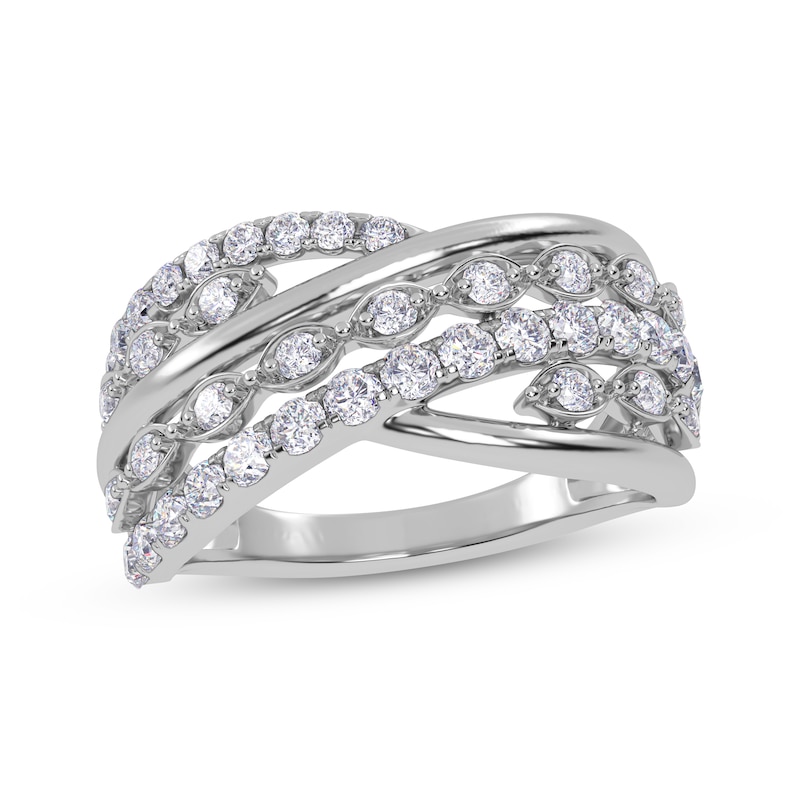 Main Image 1 of Diamond Multi-Row Layered Crisscross Ring 1/2 ct tw 14K White Gold