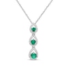 Thumbnail Image 1 of Memories Moments Magic Lab-Created Emerald & Diamond Three-Stone Necklace 1/6 ct tw Sterling Silver 18"