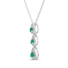 Thumbnail Image 2 of Memories Moments Magic Lab-Created Emerald & Diamond Three-Stone Necklace 1/6 ct tw Sterling Silver 18"